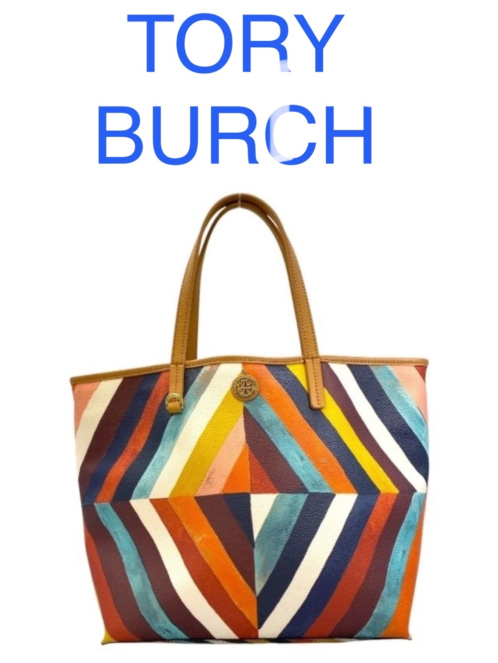 Colorblock Multicolor Stripe Leather Tote Bag
